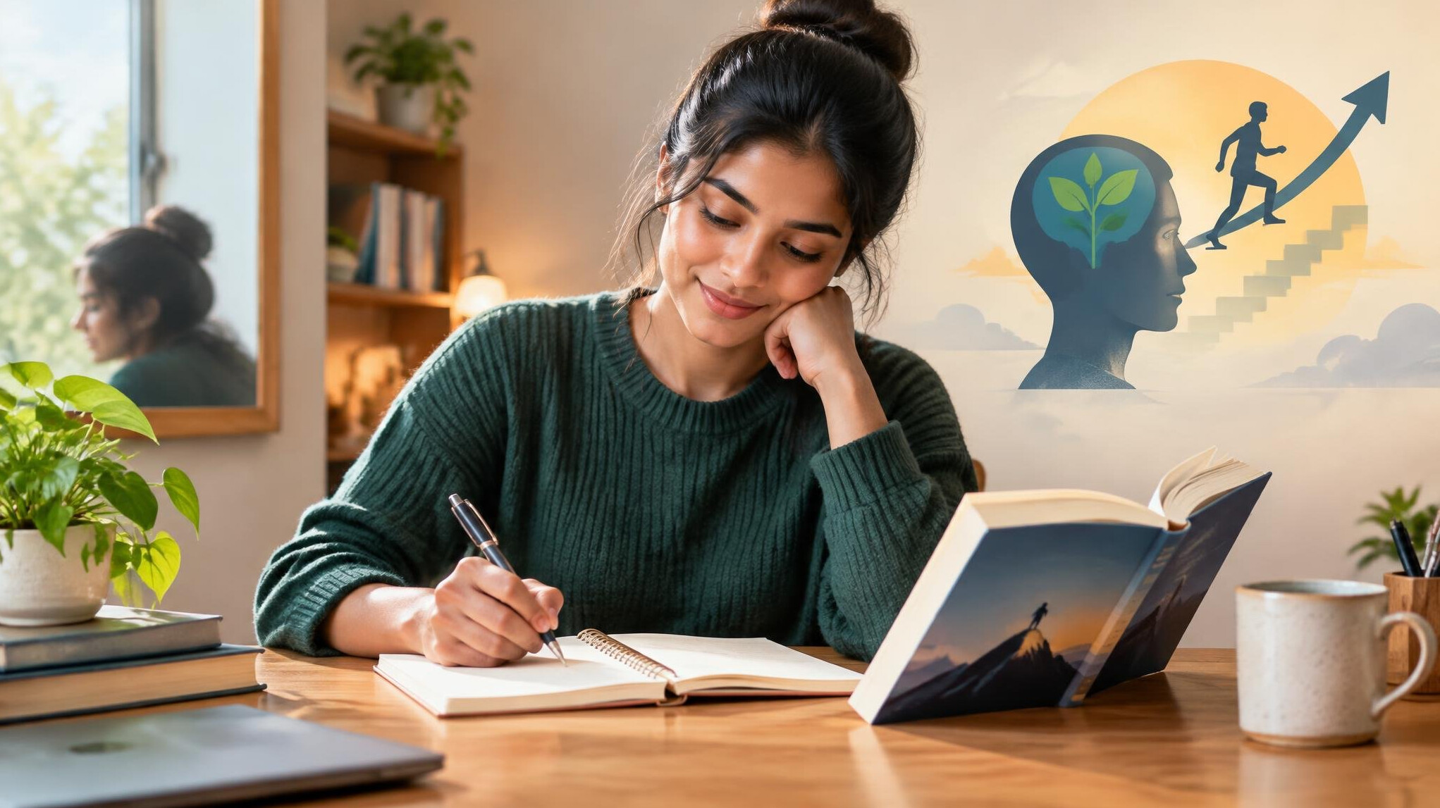 person writing notes confidently