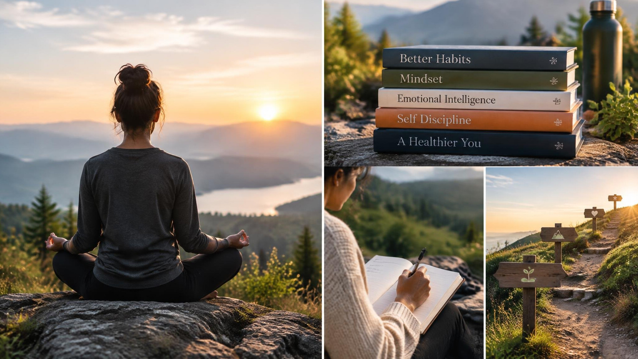 person meditating in nature