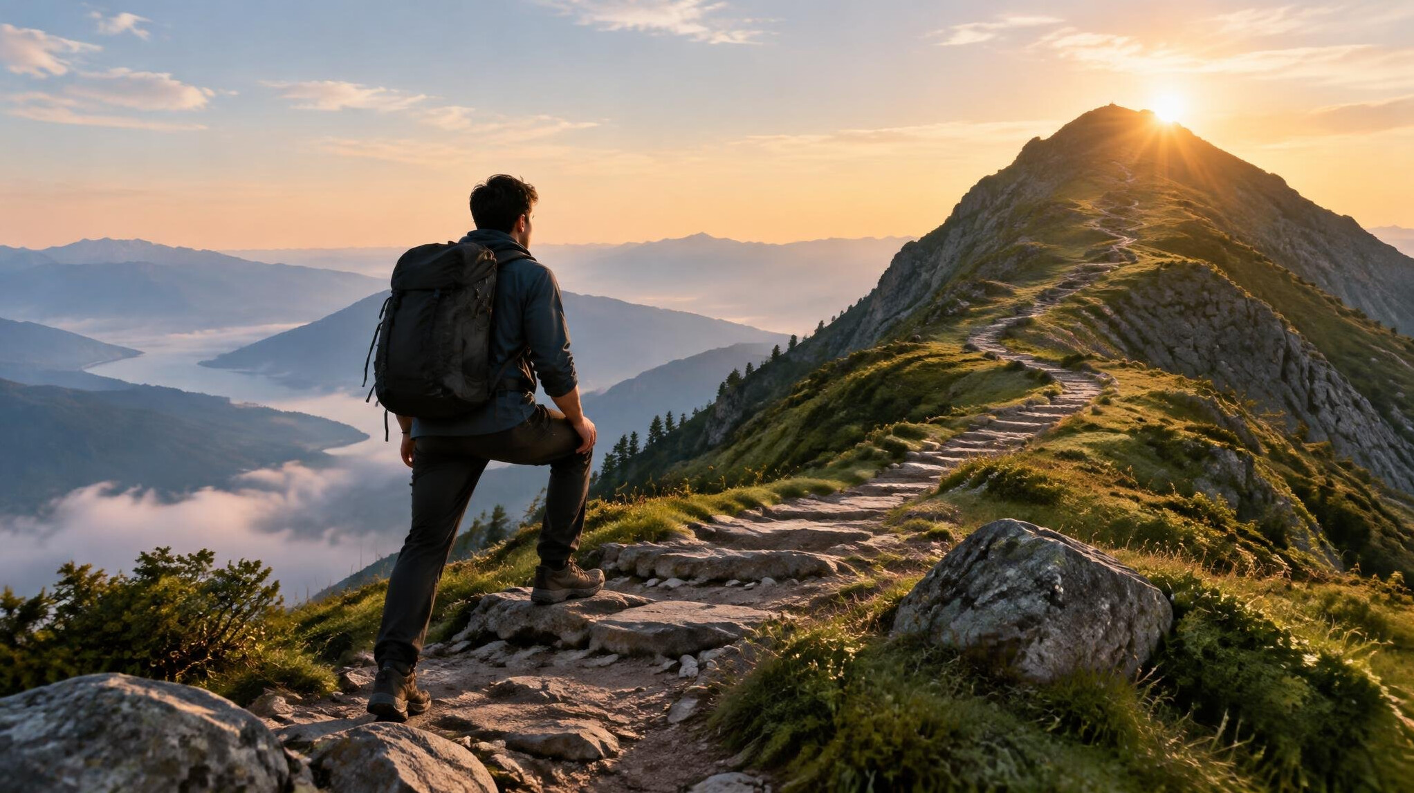 person climbing mountain