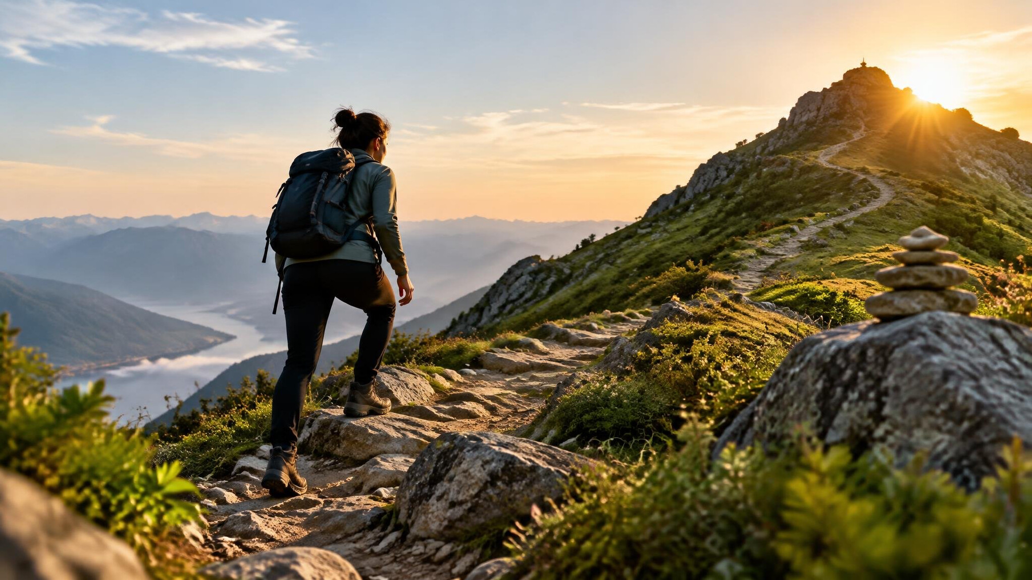 person climbing mountain